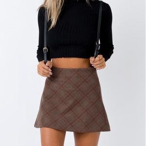PRINCESS POLLY- Size 0 Fike Mini Skirt Brown